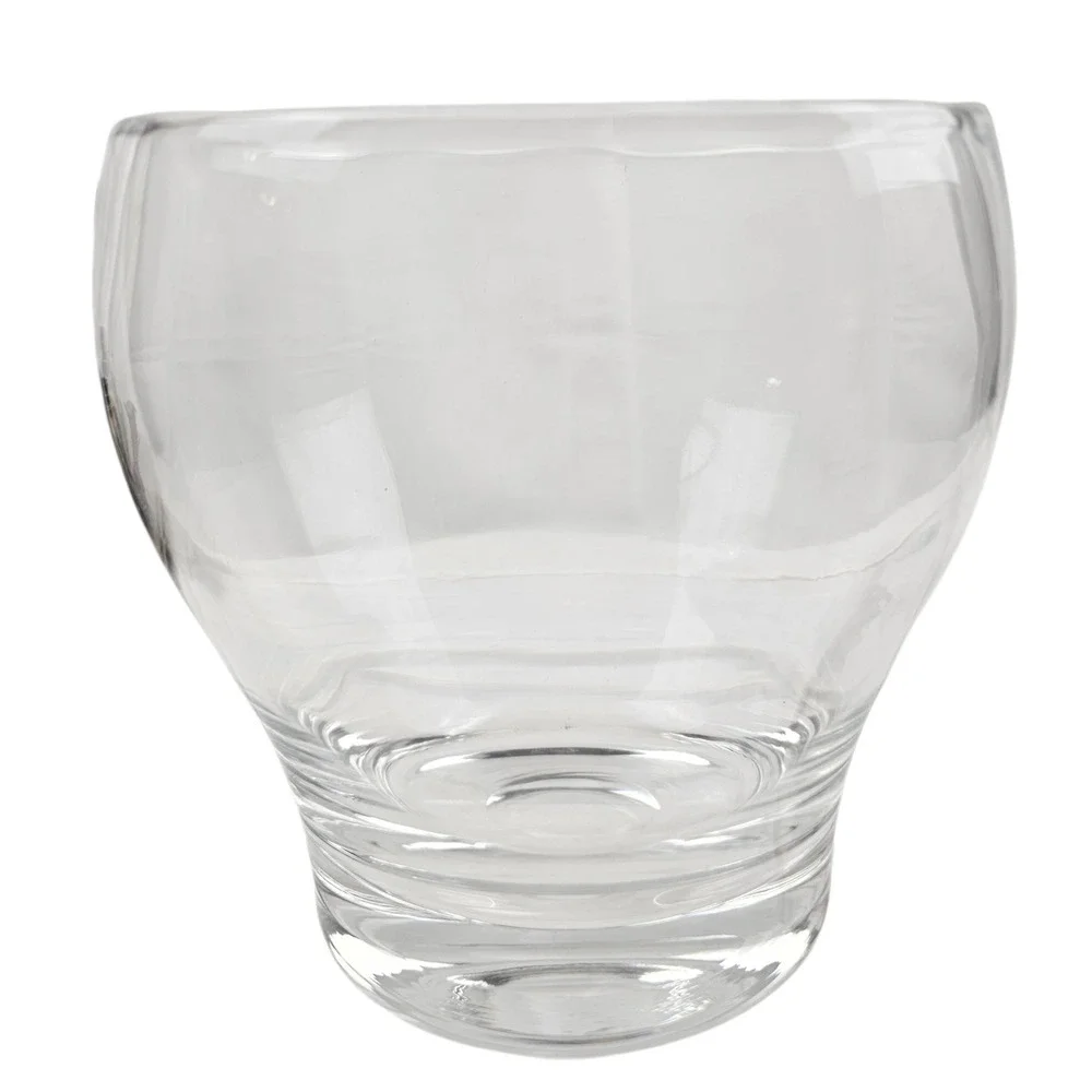 Krosno Poland Clear Glass Bulbous Hand Blown Decorative Bowl Weighted Base